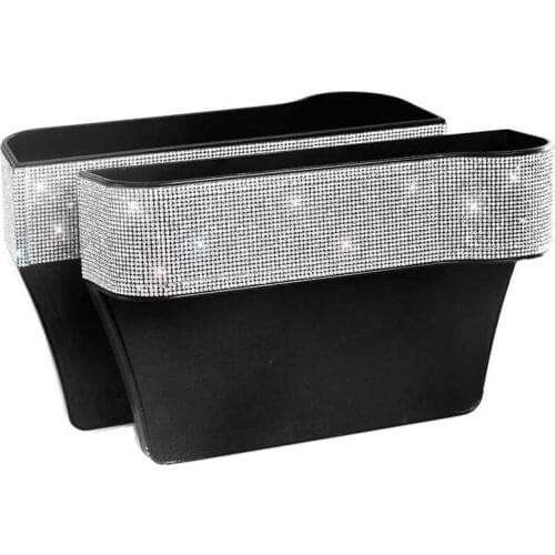AU04 -Bling Car Seat Organizer Front Seat Space Filler with Crystal Rhinestones Diamond, 2 Pack Car Seat Organizer