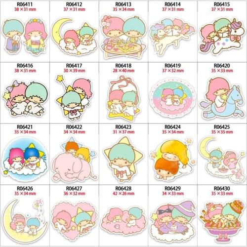 Planar Acrylic Charms Cute Little Twin Stars Printed for DIY Hair Bow Center Decorative Embellishment Resin Charms 30pcs/lot