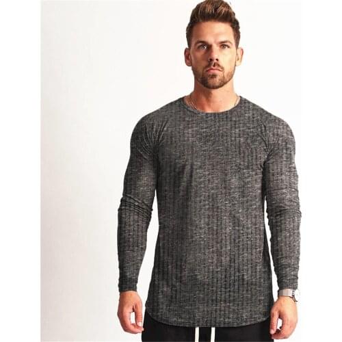 Casual Long sleeve T-shirt Men Gym Fitness Quick dry t shirt Male Fashion Slim Tee shirt Tops New Running Sport Workout Clothing