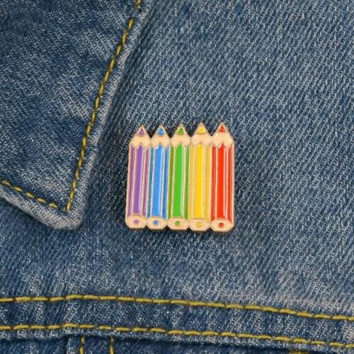 Rainbow Pin Gay Pride Brooch Love Is Love Badge Coloring Pencil Jewelry Cartoon Brooches Rainbow Jewelry Wholesale Gifts Friends