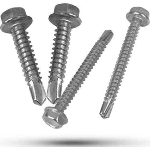 10pcs M5.5 M6.3 hex combination flanged hex screws self-tapping machine bolts tek male screw stainless steel 25mm-100mm length