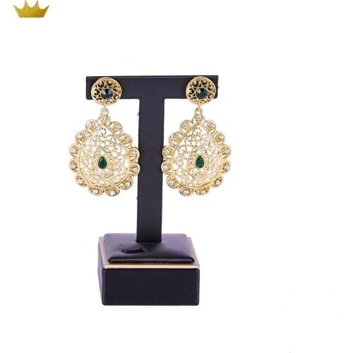 2020 AUG Gold color earringcolor stone fashion jewelry alloy earring