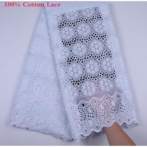 Swiss Voile Lace Fabric High Quality Lace White African Cotton Dry Lace Fabric For Wedding Dubai Lace 5 Yards Lace Fabric 1723