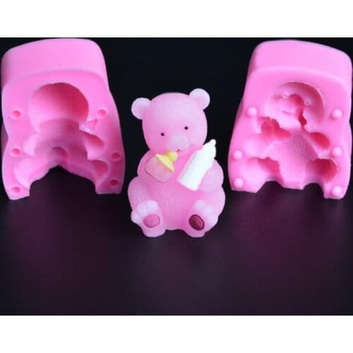 3D Lovely Bear Chocolate Handmade Soap Candy Tools Fondant Cake Border Decoration Silicone Mold
