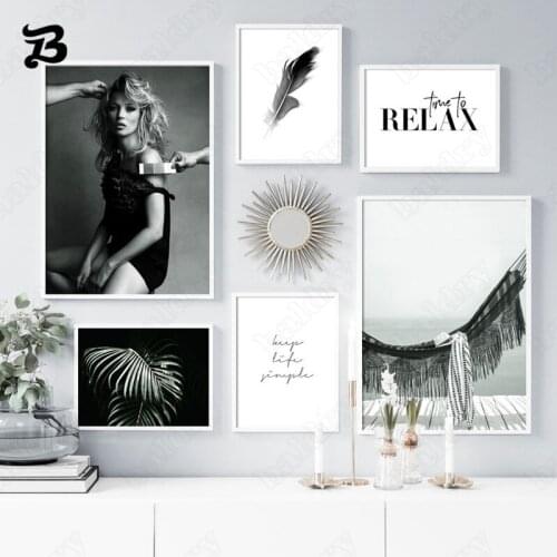 Modern Landscape Painting Black and White Character and Natural Poster and Print Wall Art Picture for Living Room Home Decor