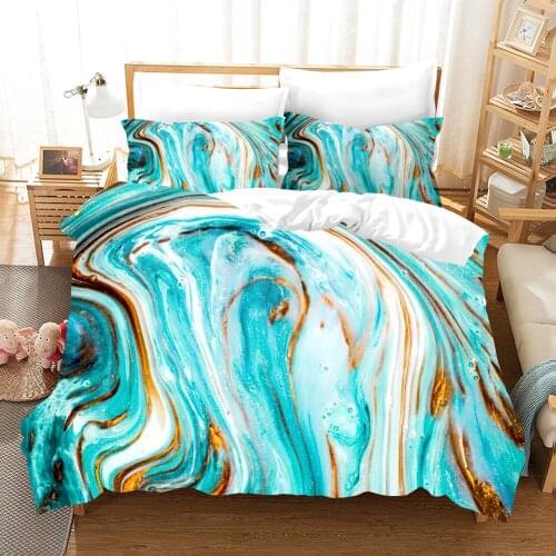 Modern Green Marble Bedding Set Gold Art Fashion 3d Duvet Cover Set Comforter Bed Linen Twin Queen King Single Size Dropshipping