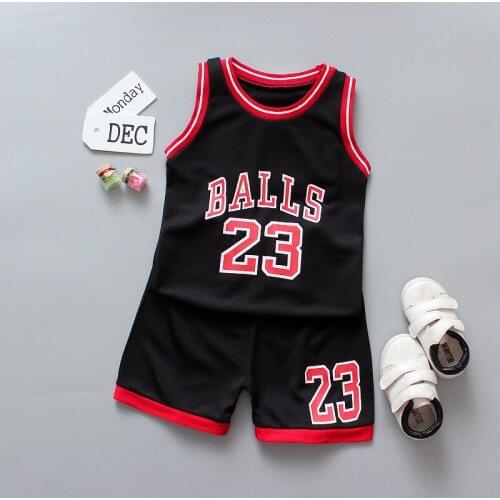 Boys Sports Basketball Clothes Suit Summer New Childrens Fashion Leisure Letters Sleeveless Baby Vest + T-shirt 2pcs sets kids