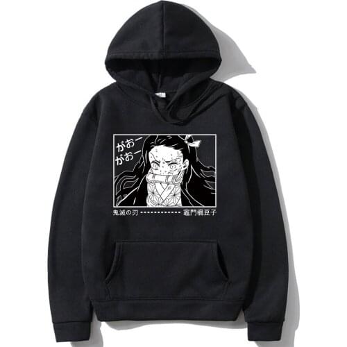 Hot Demon Slayer Anime Tanjiro and Nezuko Hoodie Sweatshirt Women Streetwear Sudadera Mujer Cloth