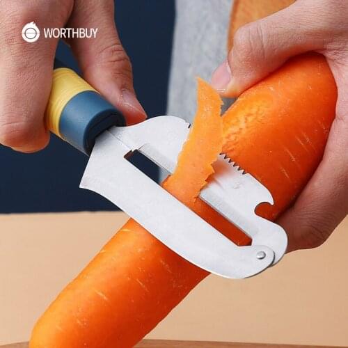WORTHBUY Multifunctional Fruit Vegetable Peeler Stainless Steel Vegetable Slicer Cutter Bottle Opener Kitchen Vegetable Tools
