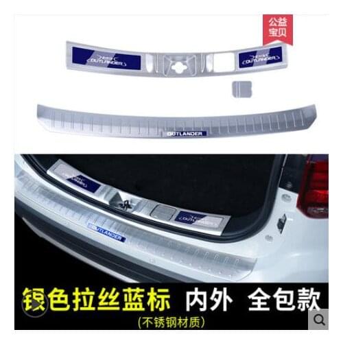 For Mitsubishi Outlander 2016 2017 to 2019 Car styling Stainless Steel Inner Rear Bumper Protector Sill Trunk Tread Plate Trim