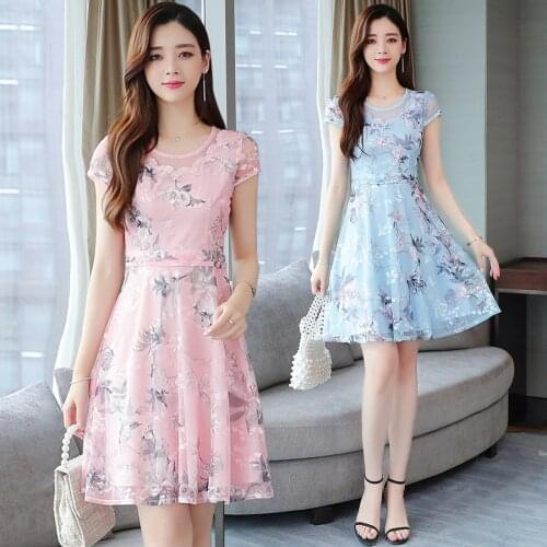 2021 Elegant Pink Mesh Sweet Mini Dresses Spring Summer Plus Size Print Vintage Runway Short Dress Women Bodycon Party Vestidos