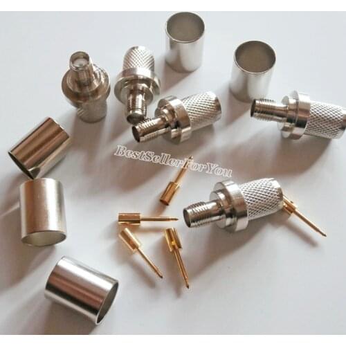1Pcs Connector RP SMA Connector Female Plug Pin Crimp RG8 RG213 LMR400 RG214 Cable Nickel Brass