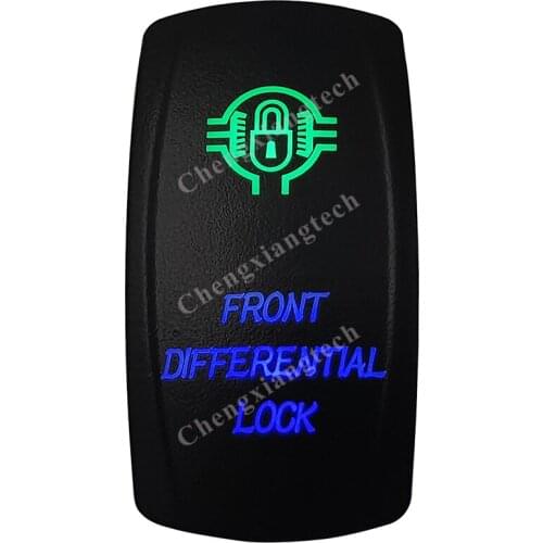 12v/24v Waterproof Marine Grade Boat Car 5P SPST ON-OFF Up Green & Down Blue Led Light Rocker Switch Front Differential Lock