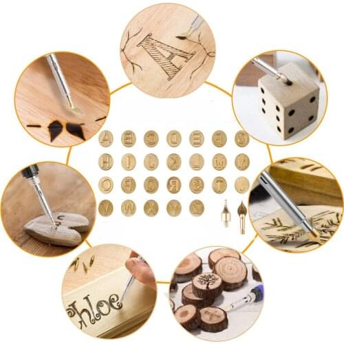38 Pcs Wood Burning Pen Tips Carving Iron Tip Stencil Soldering Iron Pyrography Working Engraving Craft Tools for Woodworking