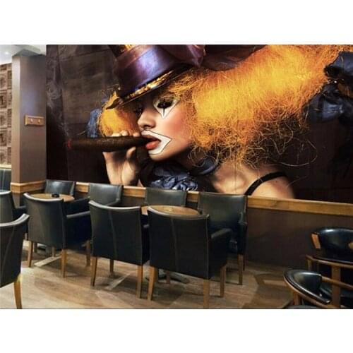 3D Sexy girl smoking disco nightclub bar KTV Cafe wall art wall covering murals-3d wall paper home decor