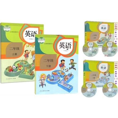 2 Books 4 CD Discs 2 Boxes Set China Student English Language Schoolbook Textbook Kids Learning Book Primary School Grade 2