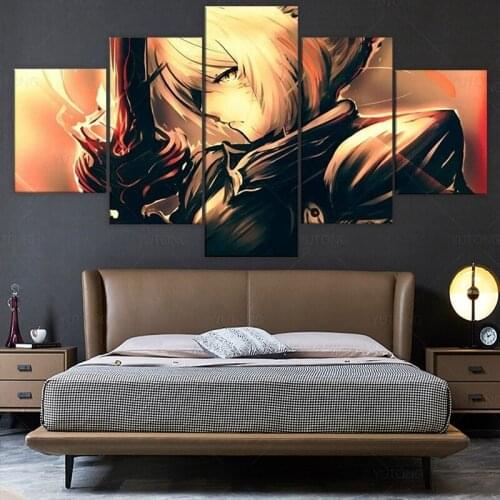 5 Piece Wall Art Canvas Anime Manga Saber Figure Modular Pictures And Posters Home Decor Modern Living Room Decoration Paintings