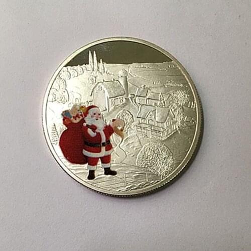 50 pcs Non magnetic 2018 Santa Claus come with gifts coins silver plated badge 40 mm Elizabeth souvenir home decoration coin