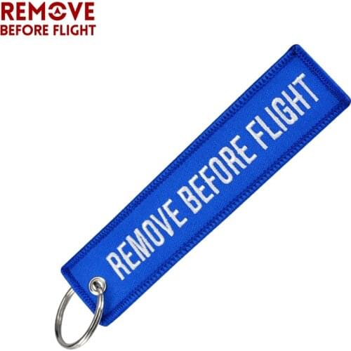 Remove Before Flight Motorcycle Key Chain Blue Embroidery Car Keyring Aviation Gift Pop Luggage Tag Key Fob Holder Car Keychains