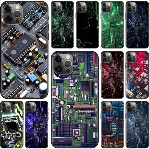 Phone Case For Apple iPhone 11 12 Pro Max XR 7 8 Plus SE 2020 Black Soft Cover X XS 6 6s 5 5s Luxury Shell Motherboard Chip Fall