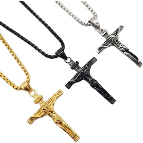 Christiam 316 Stainless Steel INRI Crucifix Jesus Cross Pendant Necklaces INRI Cross Men Religious Christian Jewelry Dropship