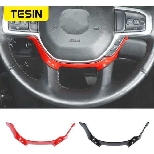TESIN Interior Accessories for Dodge RAM 1500 Car Steering Wheel Decoration Cover Stickers for Dodge RAM 2018-2021 Car Styling