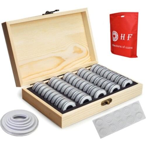 50Pcs Storage Container Wooden Round Coins Capsules Case Coins Collection Box 18-30mm Display Case Storage Box
