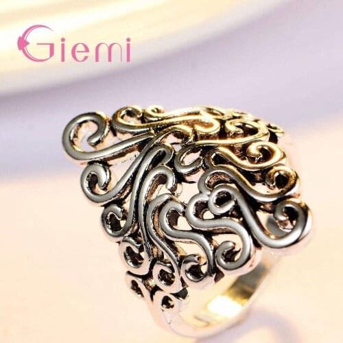 Elegant women Lady Cute 925 Sterling Silver Rings Retro Hollow Wedding Finger Ring Charm Promise Jewelry For Women Gift Anel