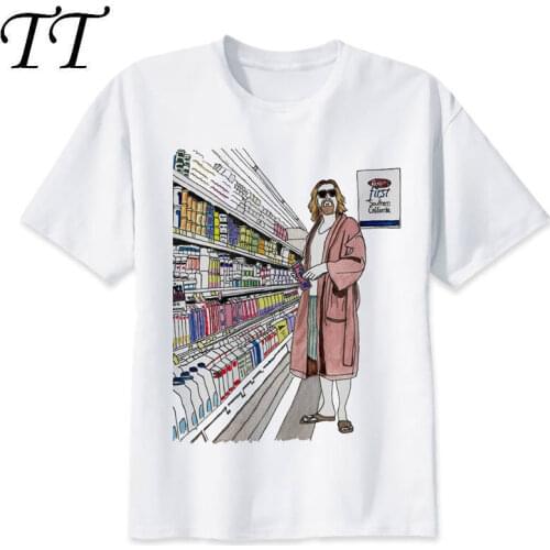 The big lebowski dude t shirt men cartoon 2019 cool funny white tshirt print T-shirt men Tees M8065