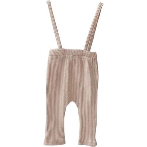 Baby Boys Girls Cotton Pants Infant Toddler Soft Cotton Suspender Pant Snug Fit High Elastic Ribbed Unisex Bottoms
