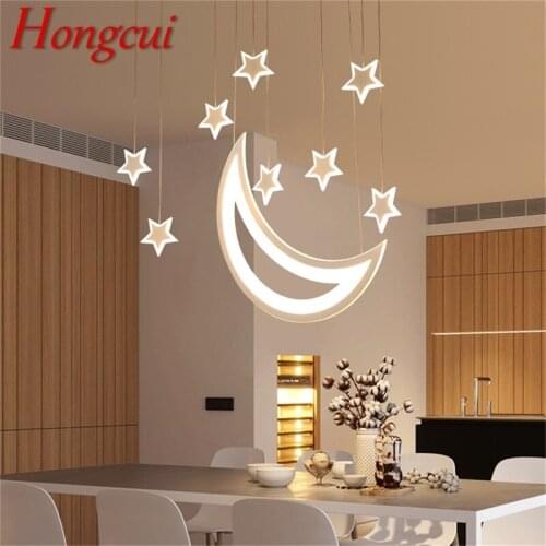 Hongcui Creative Lights Pendant Modern LED Lamps Moon and Stars Fixtures for Home Dining Room Decoration