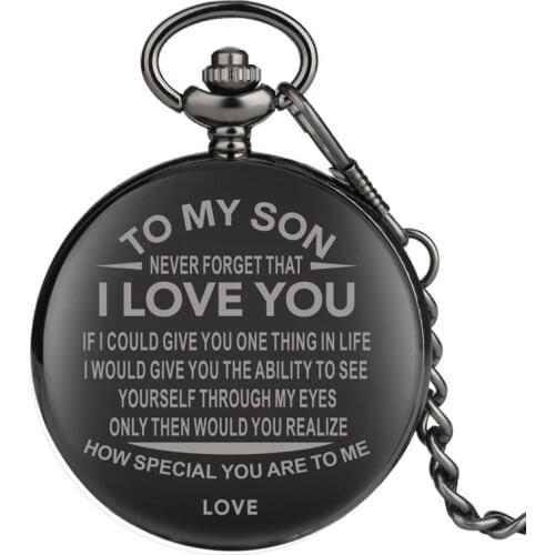 To My Son Series Quartz Pocket Watch Retro for Kids Pocket Watches for Men Classic Link Chain Pendant Gift for Pocket Watch