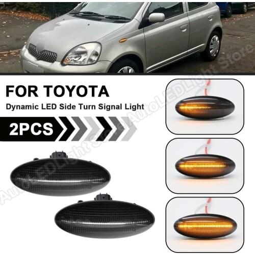 2Pcs For Toyota Yaris Vitz RAV4 Auris Corolla Conquest Verso Smoke Dynamic LED Side Marker Turn Signal Sequential Light Lamp