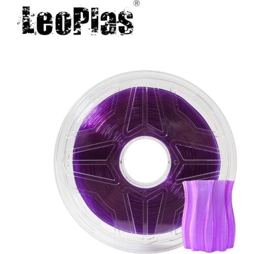 LeoPlas 1kg 1.75mm Transparent Translucent Clear Purple PETG Filament For 3D Printer Consumable Printing Supply Plastic Material