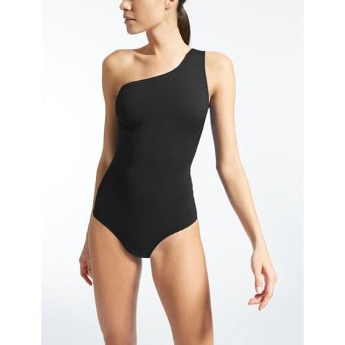 Summer New Sexy Womens Single Shoulder Sleeveless Black Tight Trim Pants Jumpsuit