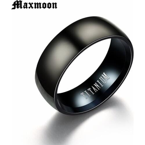 Maxmoon Fashion Black Titanium Ring Men Matte Finished Classic Engagement Jewelry Rings For Male Wedding Bands Anillos 2018