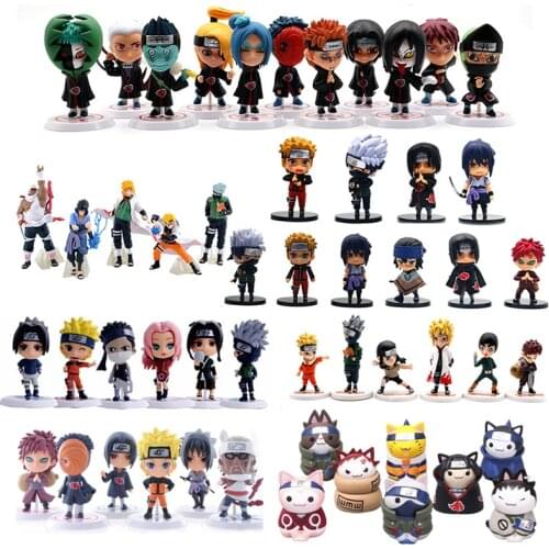 Naruto Shippuden Anime Figure Action Figurine Q Version Sasuke Figma 5-10CM Kakashi Statue Desktop Collectible Toys For Children