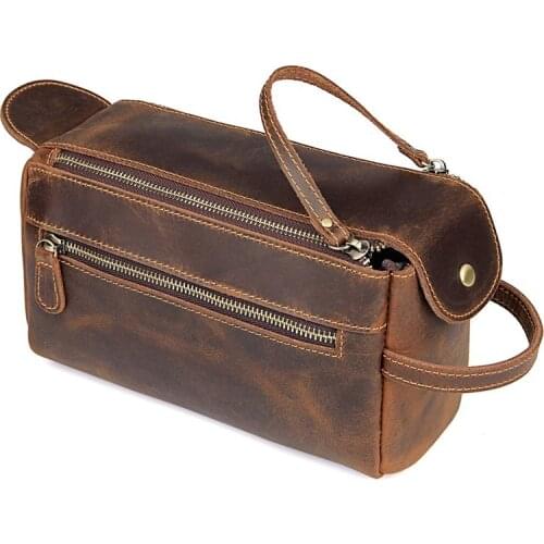 New Genuine Leather Toiletry Bag For Men Wash Shaving Dopp Kit Women Travel Make UP Cosmetic Pouch Bag Case Organizer Necessaire