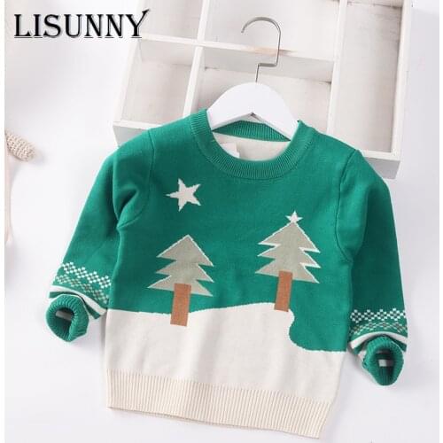 2021 Autumn Winter New Baby Boys Sweater Jumper Cartoon Christmas Tree Children Sweaters Toddler Pullover Kids Clothes 1-7y