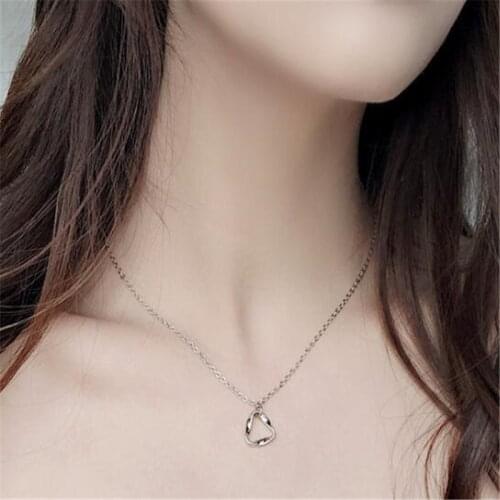 Simplicity Irregular Twisted Triangle Silver Color Pendant Necklace Party Clavicle Chain Necklace Valentines Day Gifts