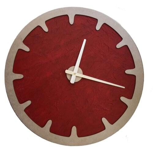 North Designed Rosso Silver Bar Decorative Wall Clock 48 Cm