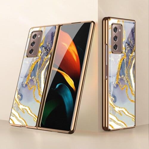 For Samsung Galaxy W21 folding mobile phone case w2021 case zfold2 glass electroplating f9160 fashionable personality