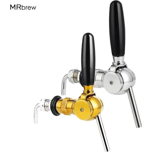 Belgian Beer Tap Faucet, G5/8 thread shank & Keg Flowing Control Ball Home Brewing Silver Draft Beer Tap Beer Soda Kit Golden
