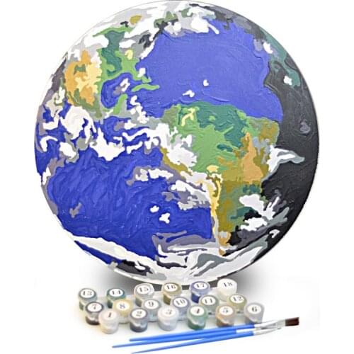 Texture of Dreams Full Earth Paint by Number For Adults and Teens Beginner Hardwood Round Board 12x12 Inches DIY Acrylic