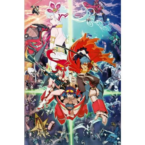 Tengen Toppa Gurren Lagann Japan Anime Hot Silk Fabric Wall Poster Art Decor Sticker Bright