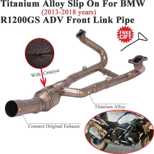 Titanium Alloy Slip On For BMW ADV R1200GS Adventure 2013 - 2018 Motorcycle Exhaust Escape Modify Front Link Pipe With Catalyst