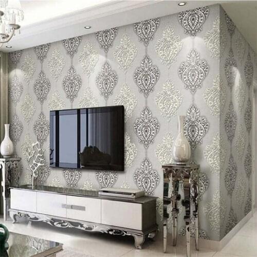 Beibehang Thick non-woven wallpaper European wallpaper Soft film and television luxury Living room TV background 3d wallpaper
