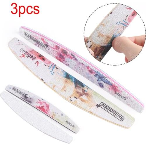 1Pcs Moon Shape Flower Nail Files Sanding Buffer Washable Pedicure Manicure Professional Nail Care Beauty Tools 80/100/150/180