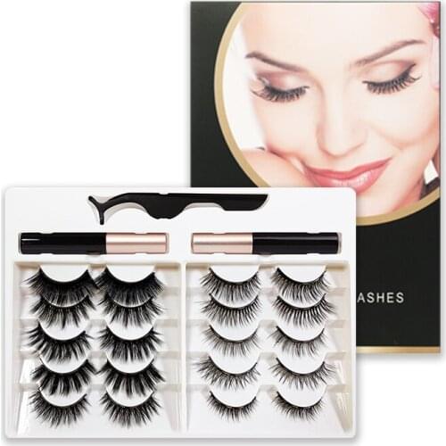 10 Pair 3D Mink Magnet Eyeliner&Magnetic False Eyelashes & Tweezer Set Eyelash Makeup Tool New Lashes Magnetic Liquid