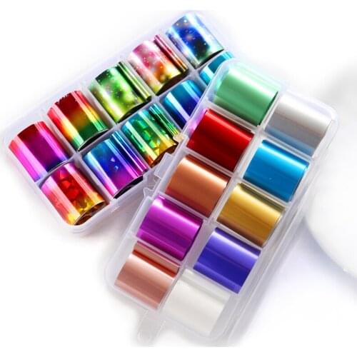 10Pcs/Box Starry Sky Nail Art Tip Nail Foil Decal Manicure DIY Stickers Nail Decor Perfect For All Fingernails